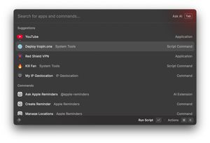Вызов команды в Raycast